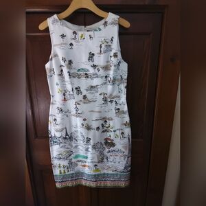 Chetta B White Scenic Print Midi Dress